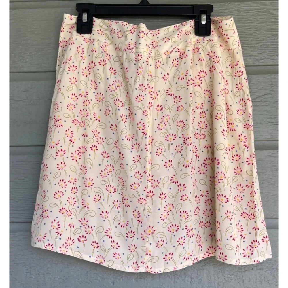 Vintage American Eagle Floral Print Mini Skirt Size 8 Faux Button Pockets